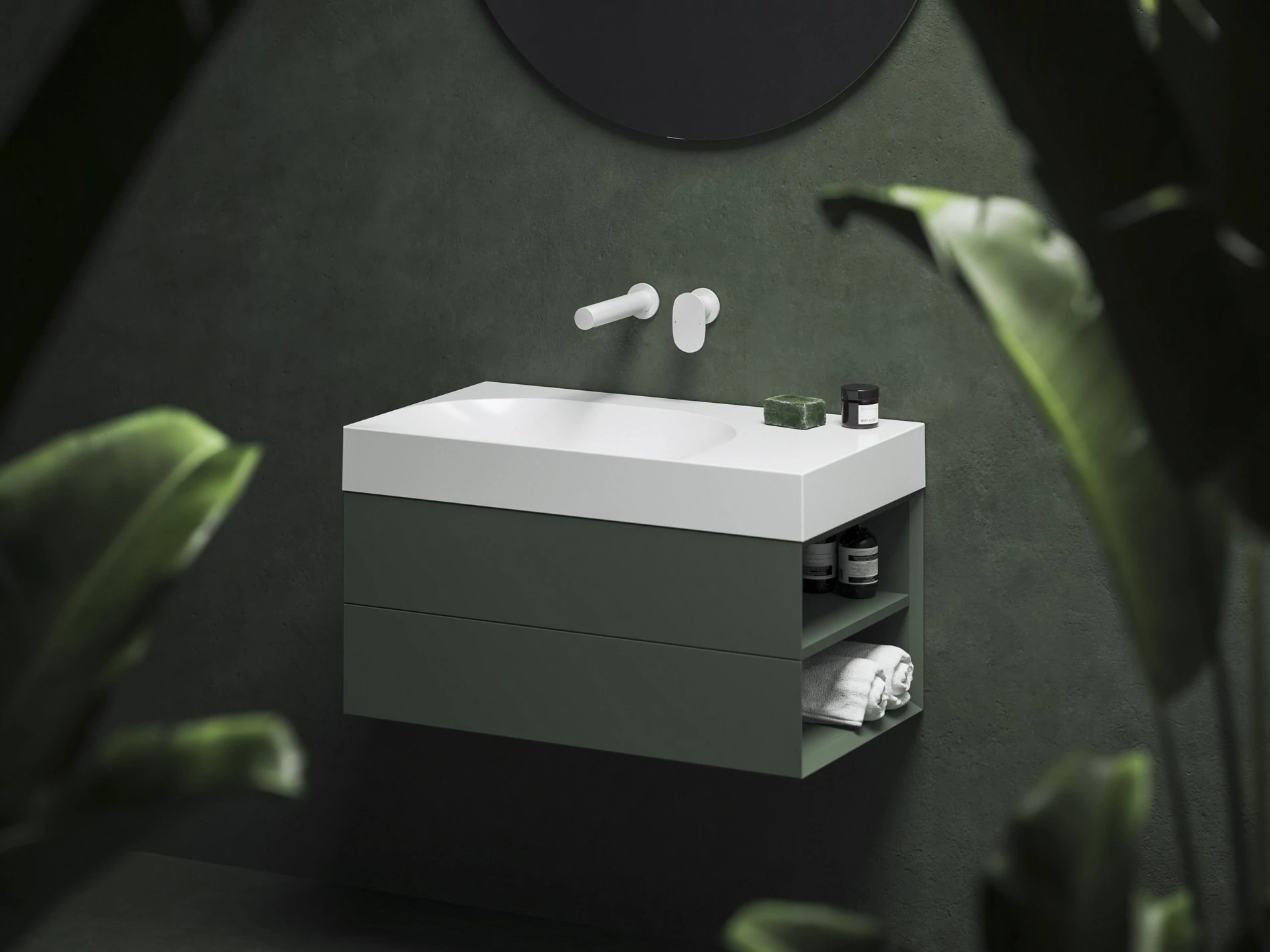 RAVAK SD Lite 80 J fürdőszobai szekrény mosdó alá Grey Green