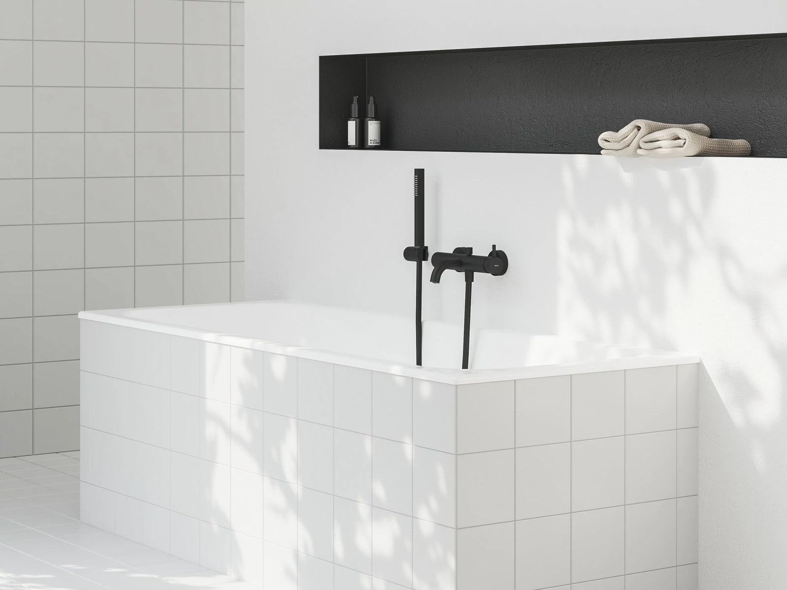 RAVAK Espirit fali kádcsaptelep zuhanyszett nélkül ES 022.20BLM, Black Matt