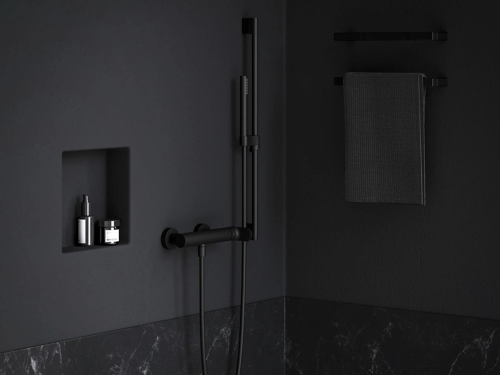 RAVAK Eleganta fali zuhanycsaptelep szett nélkül EL 032.20BLM, Black Matt