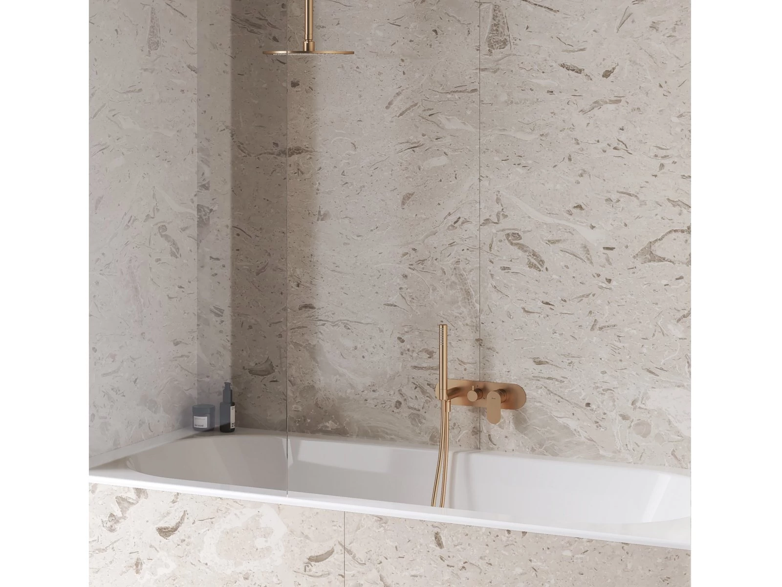 RAVAK Elaganta falba süllyesztett csaptelep szettel, háromutas, belső egység nélkül EL 068.60RGB.O3.RB07D.+S, Rose Gold Brushed