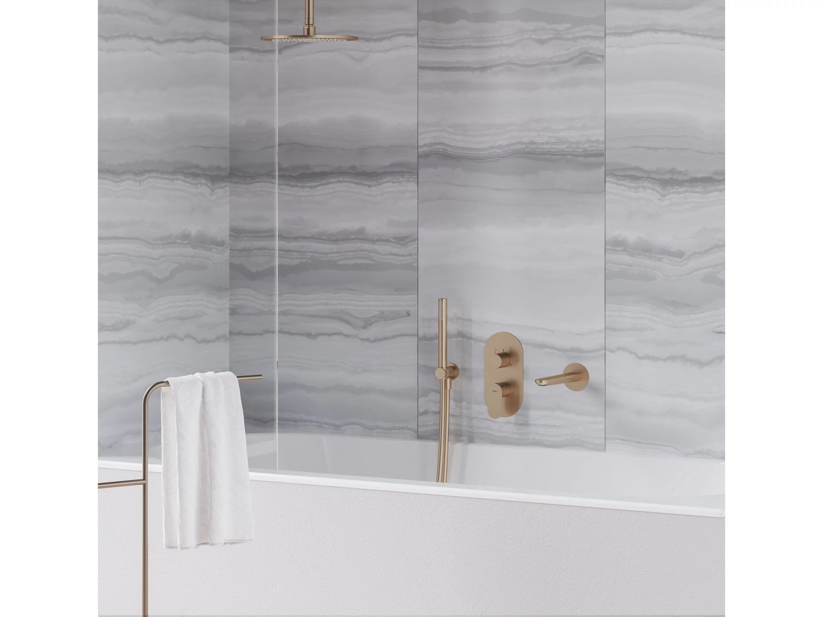 RAVAK Eleganta falba süllyesztett csaptelep, háromutas, belső egység nélkül EL 068.60RGB.O3.RB07F, Rose Gold Brushed