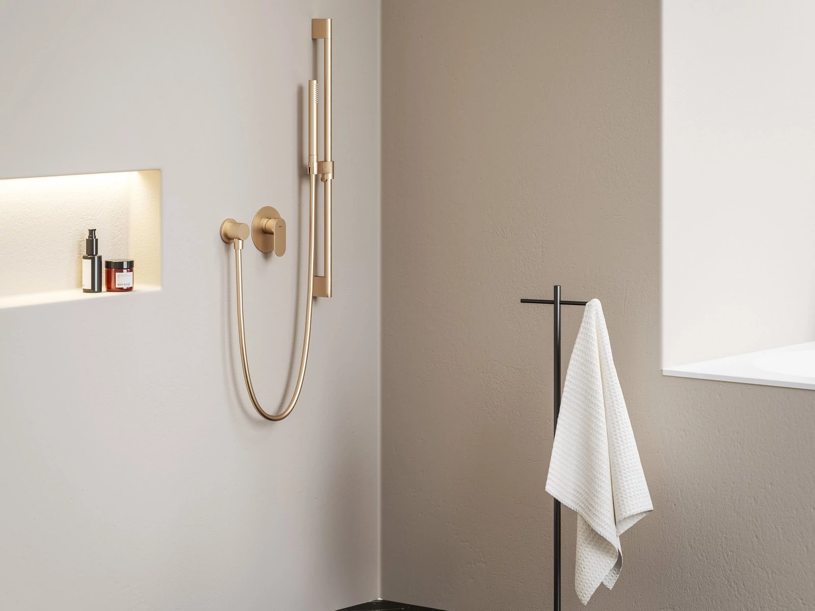 RAVAK Eleganta falba szüllyesztett csaptelep, egyutas, belső egységgel EL 062.60RGB, Rose Gold Brushed