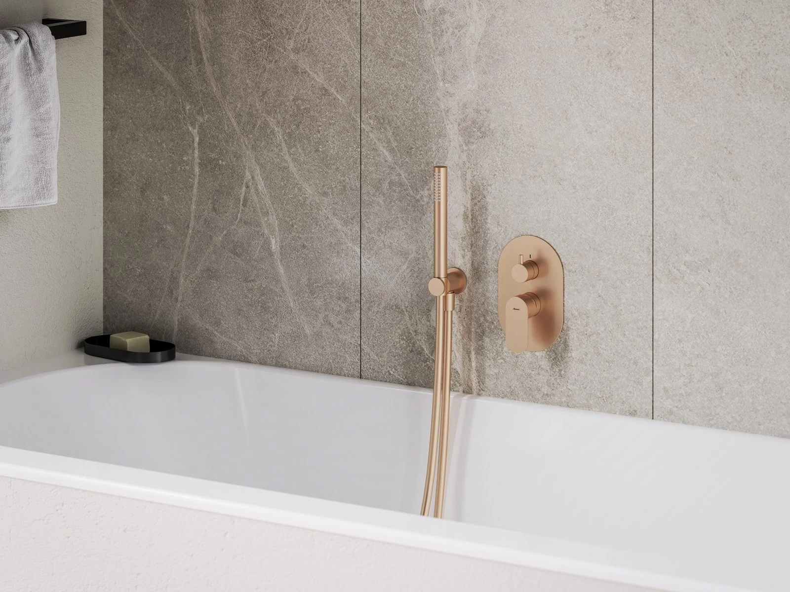RAVAK Eleganta falba süllyesztett csaptelep, kétutas, belső egység nélkül EL 065.60RGB.O2.RB07E, Rose Gold Brushed