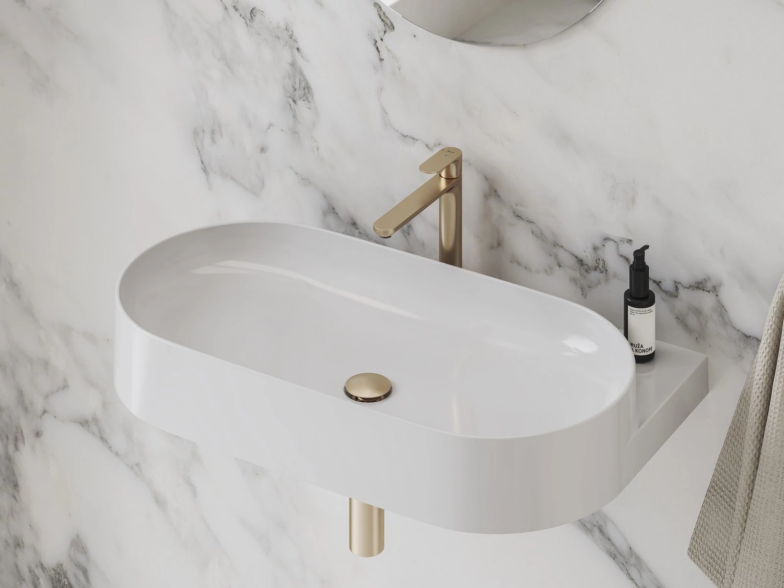 RAVAK Eleganta álló mosdócsaptelep 220 mm leeresztő nélkül EL 014.60RGB, Rose Gold Brushed