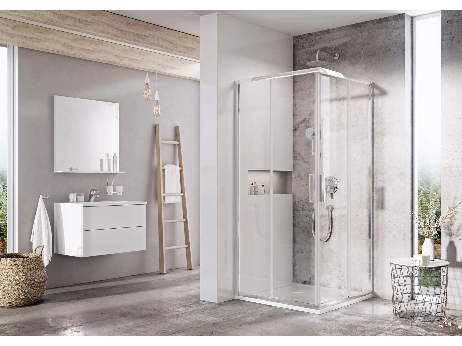 RAVAK Blix Slim BLSRV2 90x90 zuhanykabin krómhatású+transparent