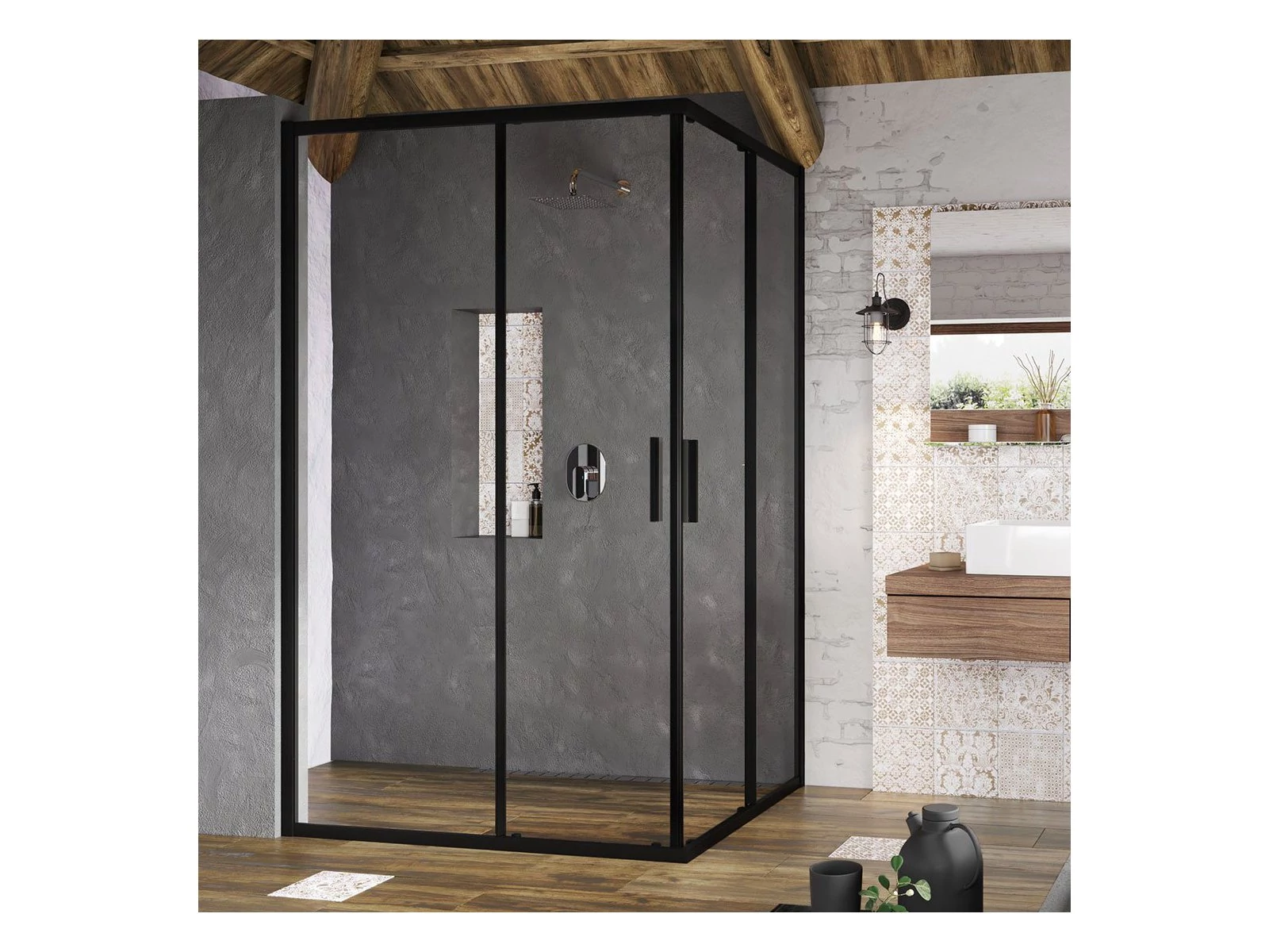 RAVAK Blix Slim BLSRV2K-80 zuhanykabin fekete+transparent