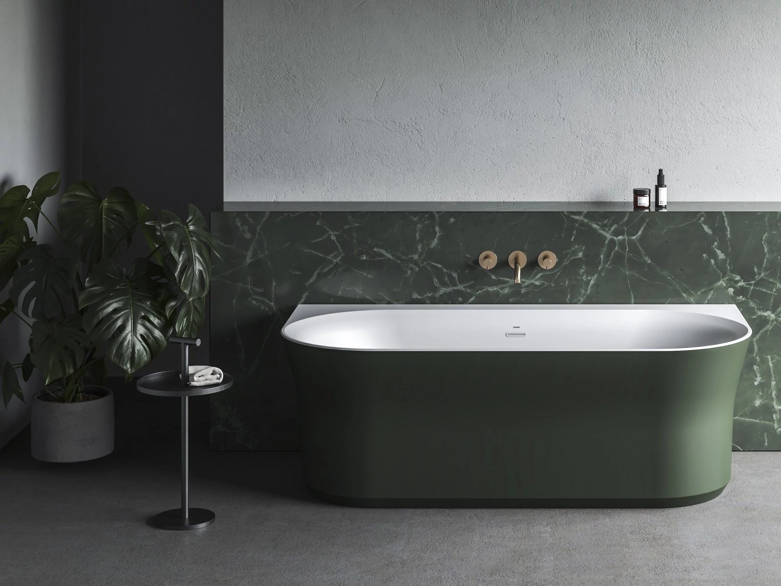 RAVAK Ypsilon Wall 178x86, akrilkád, Grey Green/fehér, szabadonálló, túlfolyó és lefolyó: fehér