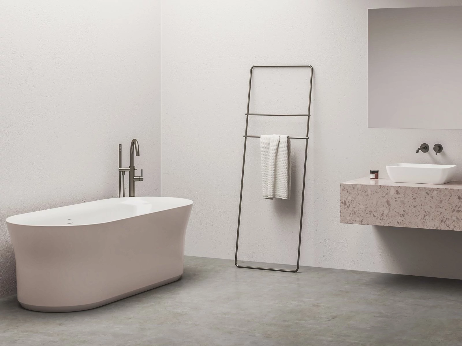 RAVAK Ypsilon 180x80, akrilkád, Alabaster Pink/fehér, szabadonálló, túlfolyó és lefolyó: fehér
