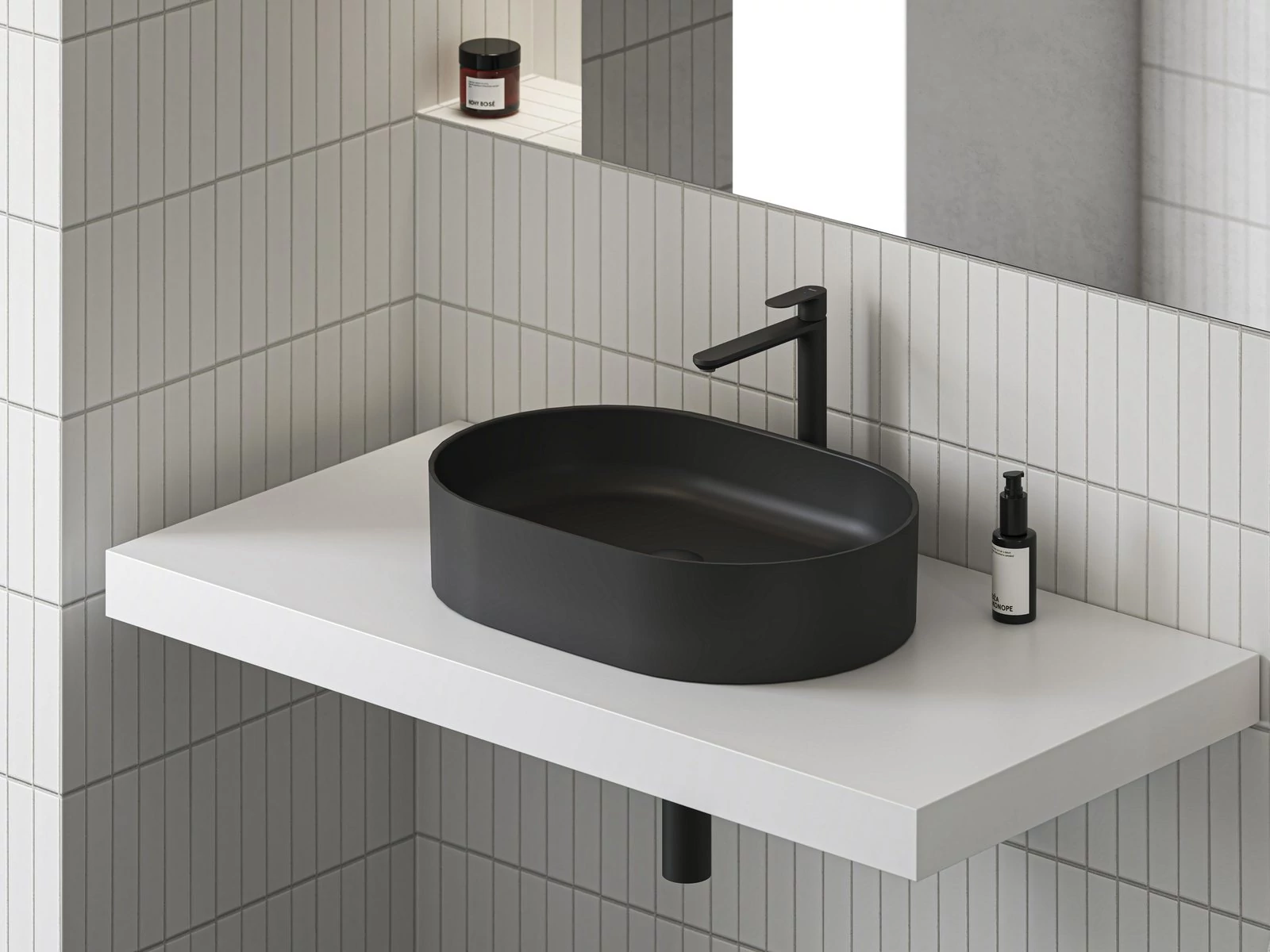 RAVAK Ceramic 55 SLIM O kerámia mosdó matt fekete