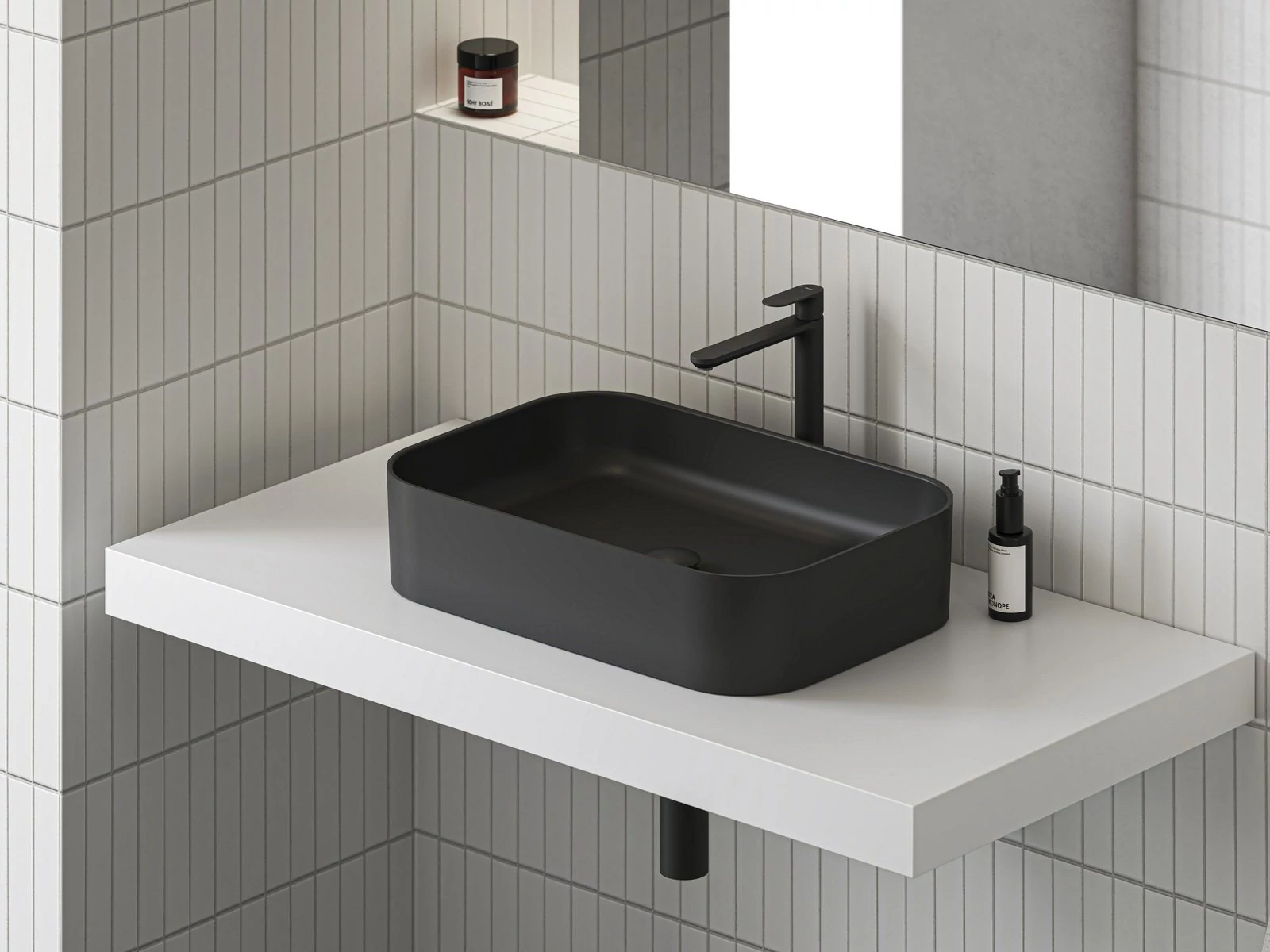 RAVAK Ceramic 55 SLIM R kerámia mosdó matt fekete
