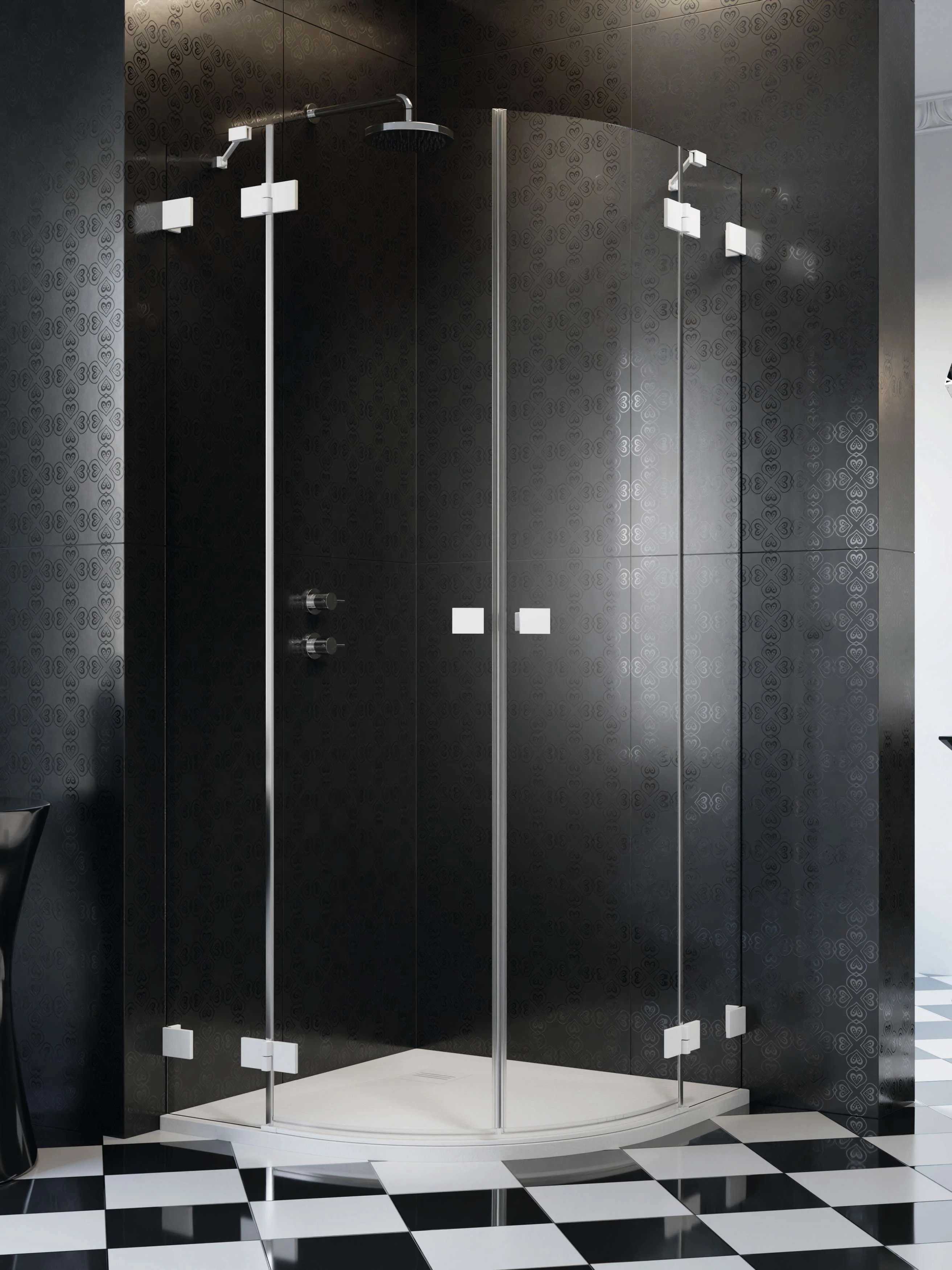 RADAWAY Essenza Pro White PDD íves fehér zuhanykabin 90x80 átlátszó