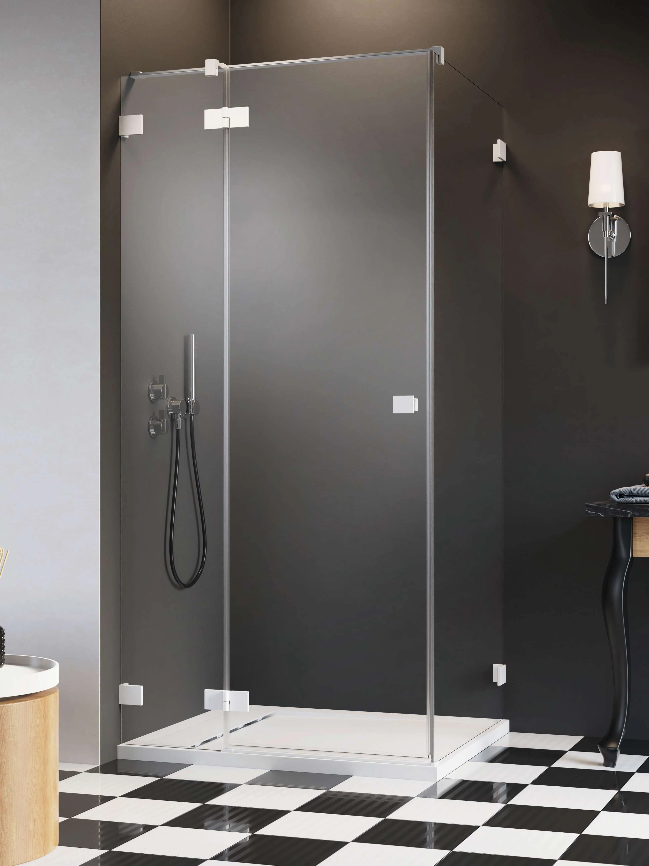 RADAWAY Essenza Pro White KDJ szögletes fehér zuhanykabin 80x80 átlátszó balos