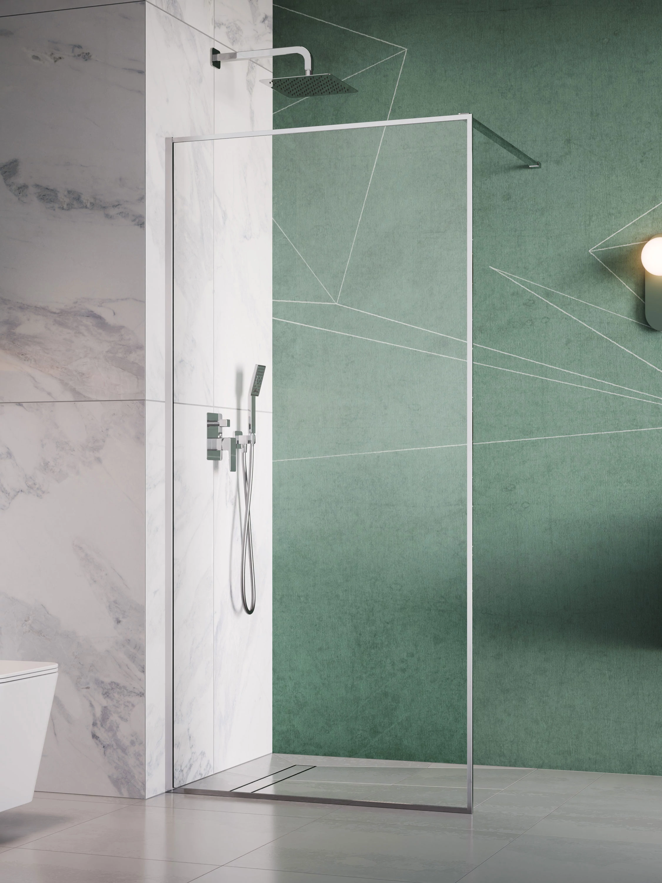 RADAWAY Modo F II Walk-in zuhanyfal 50 átlátszó