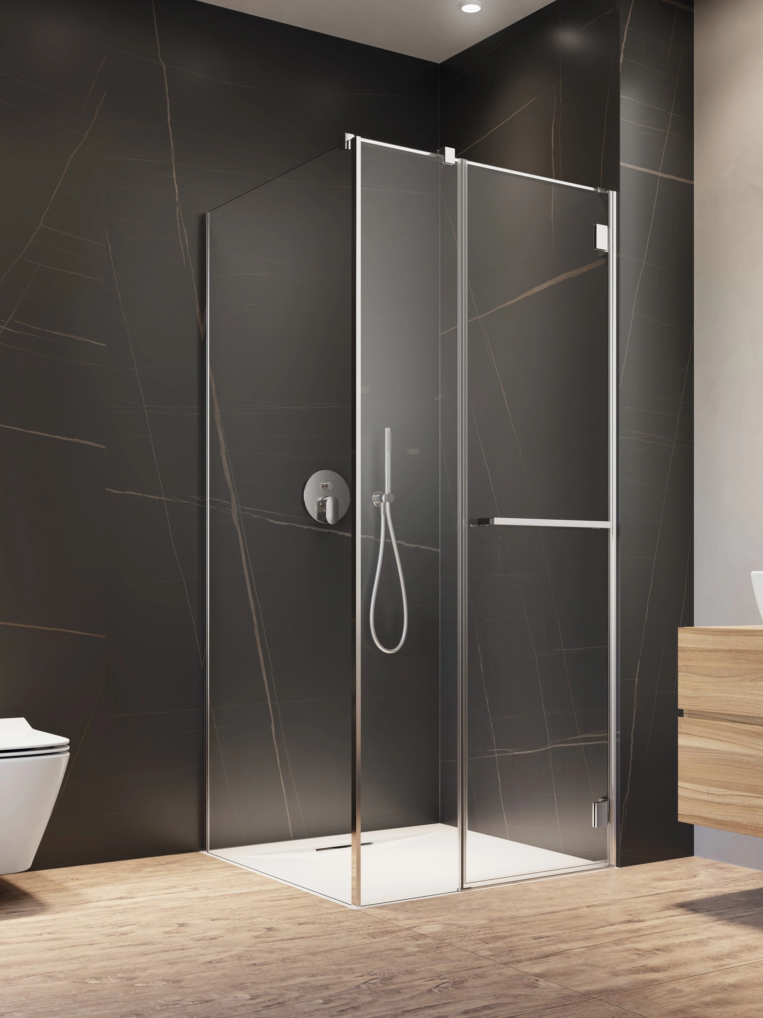 RADAWAY Carena KDJ szögletes zuhanykabin 90x90 átlátszó balos
