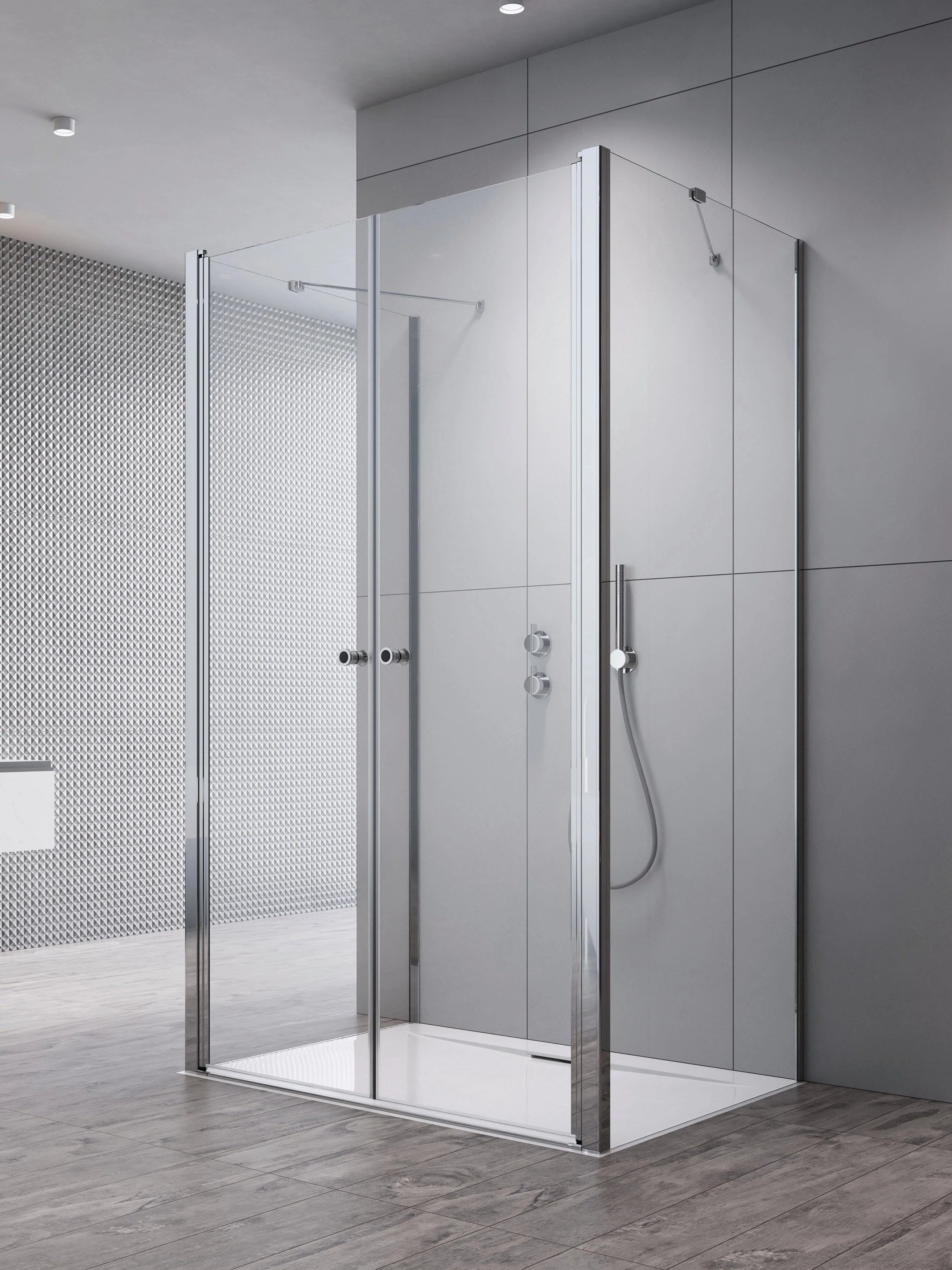 RADAWAY Eos DWD+2S II szögletes zuhanykabin 100x100 átlátszó