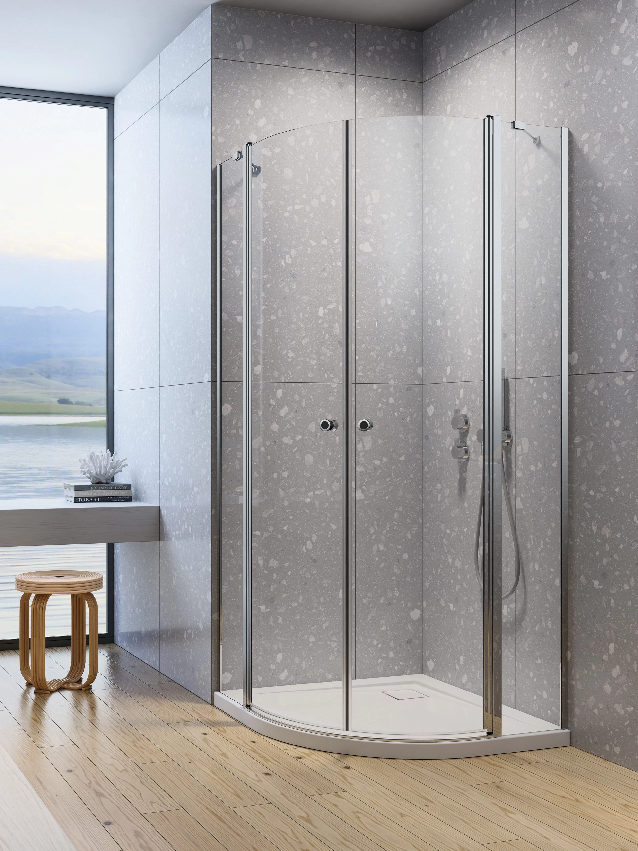 RADAWAY Eos PDD II íves zuhanykabin 90x90 átlátszó