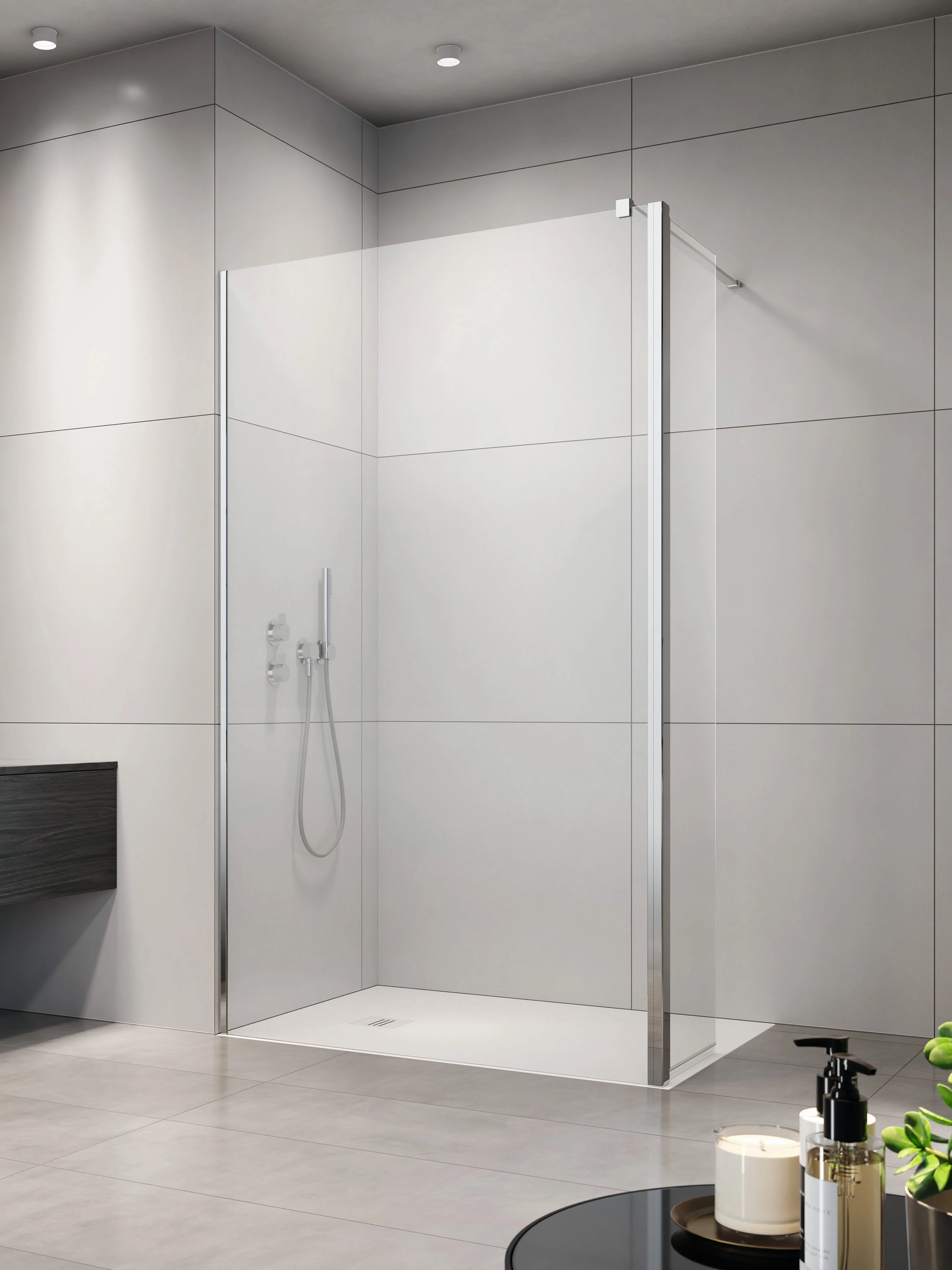 RADAWAY Eos Walk-in zuhanyfal 100 átlátszó balos
