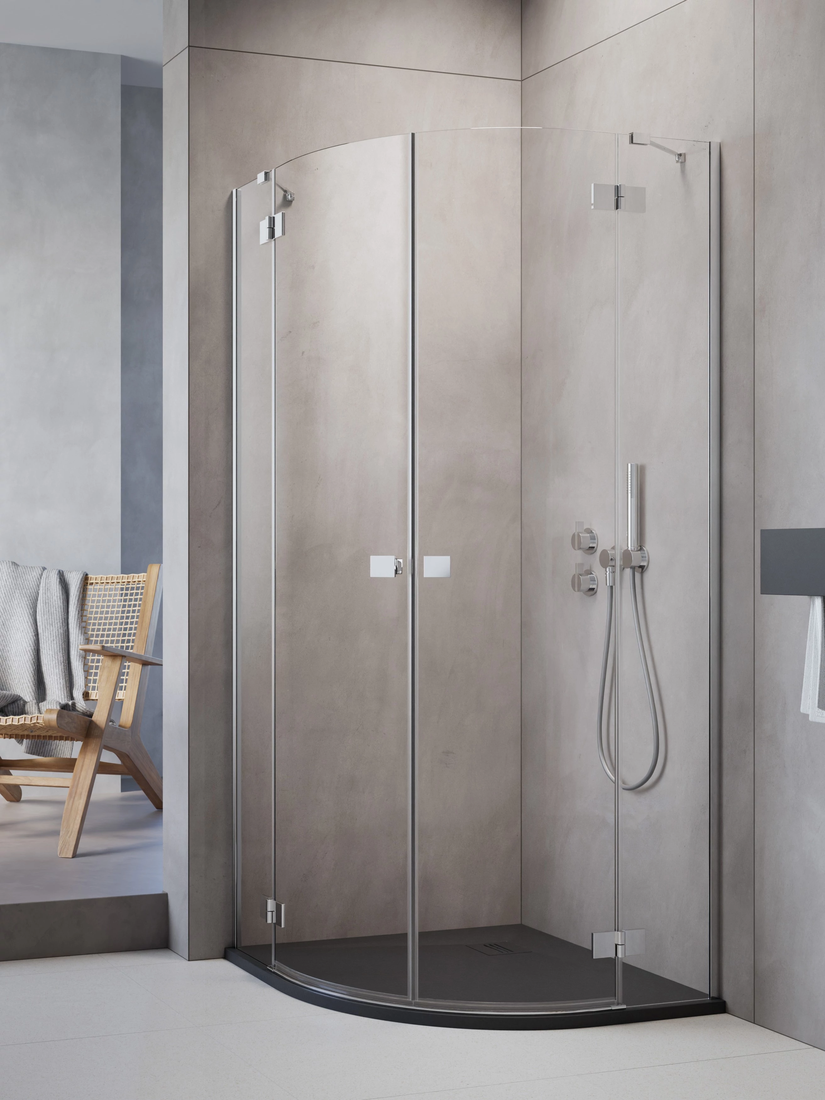 RADAWAY Essenza PDD íves zuhanykabin 90x90 átlátszó