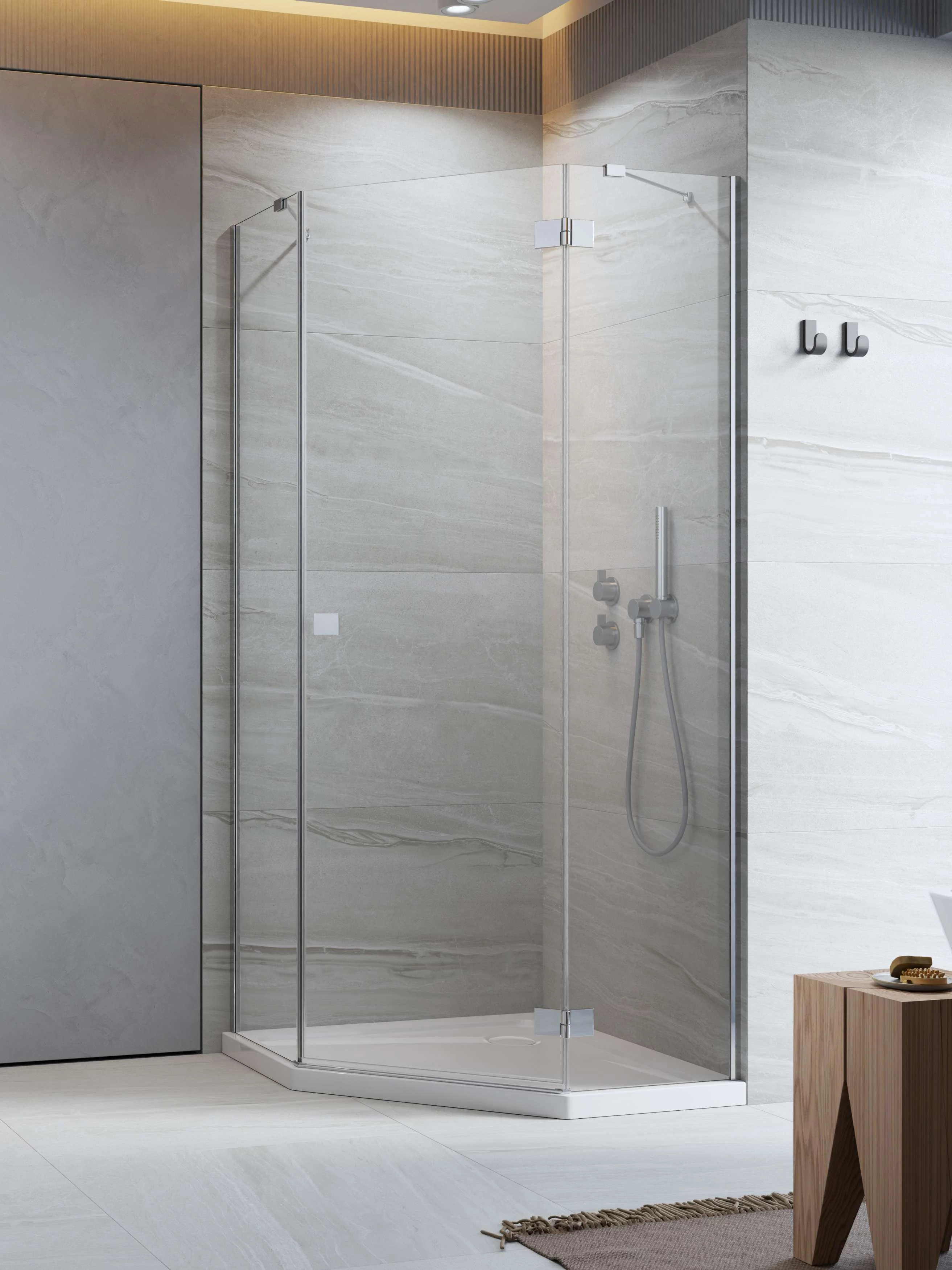 RADAWAY Essenza PTJ szögletes zuhanykabin 90x90 átlátszó balos
