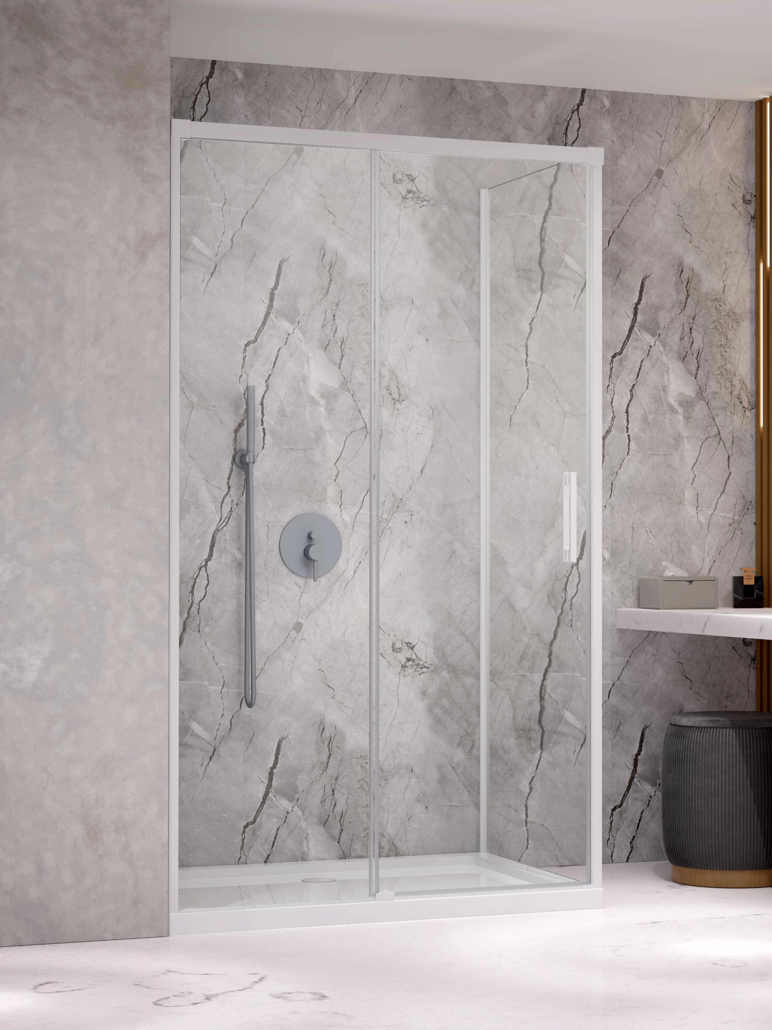 RADAWAY Idea White KDJ szögletes fehér zuhanykabin 160x80 átlátszó jobbos
