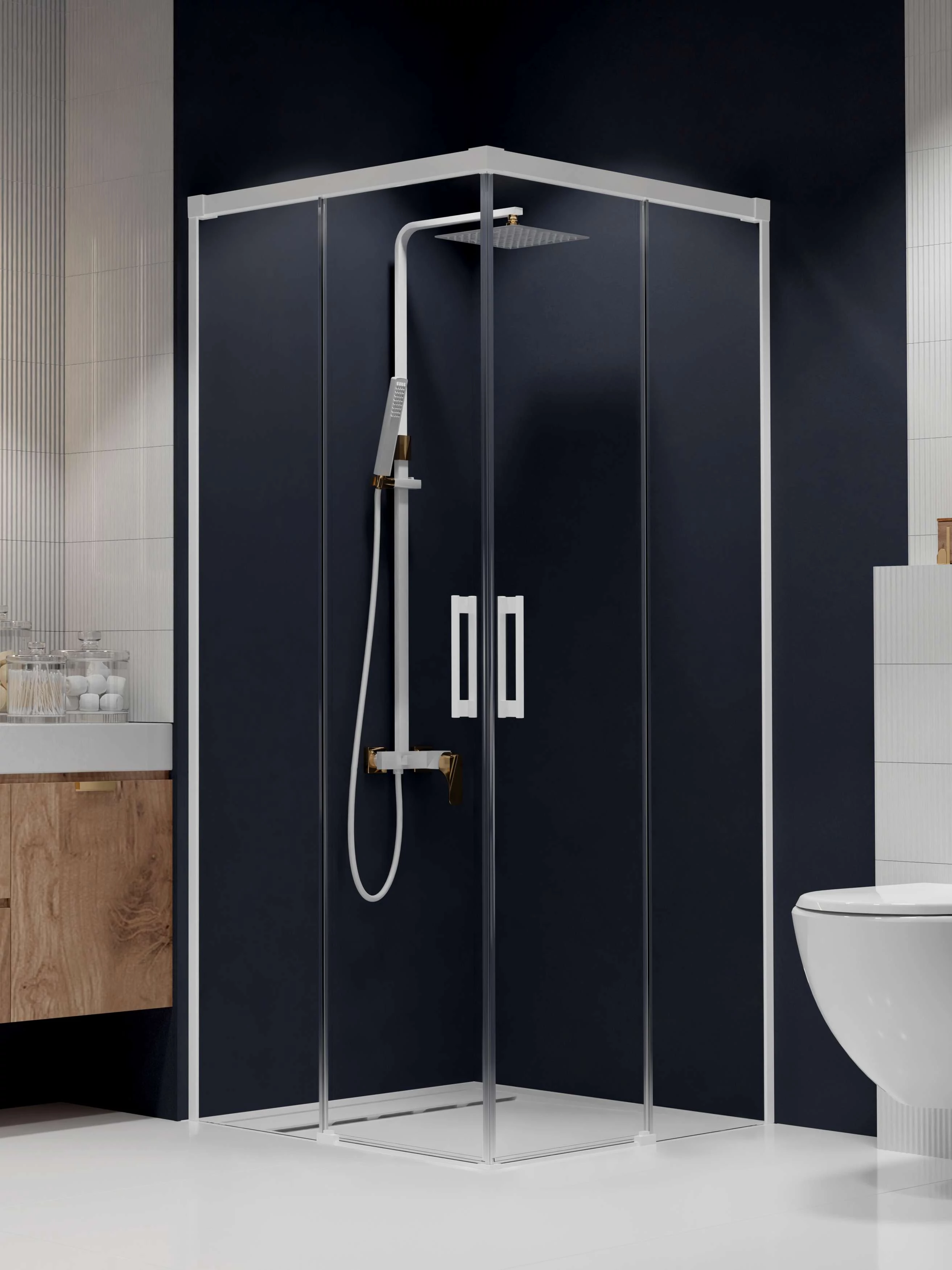 RADAWAY Idea White KDD szögletes fehér zuhanykabin 120x110 átlátszó