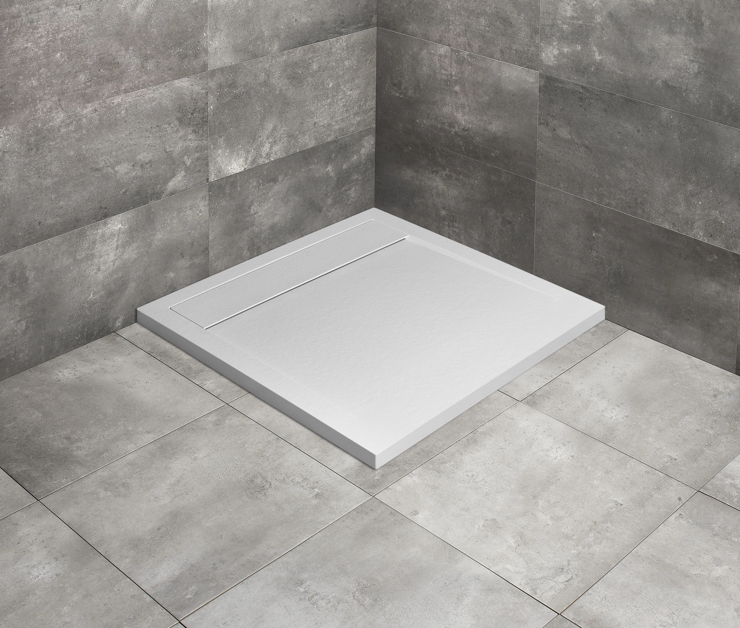 RADAWAY Teos C szögletes lapos zuhanytálca 90x90 cemento, ajándék szifonnal