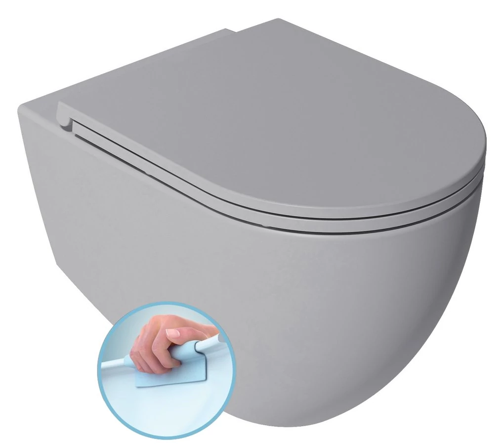 ISVEA INFINITY RIMLESS fali WC, 36,5x53cm, szürke kő
