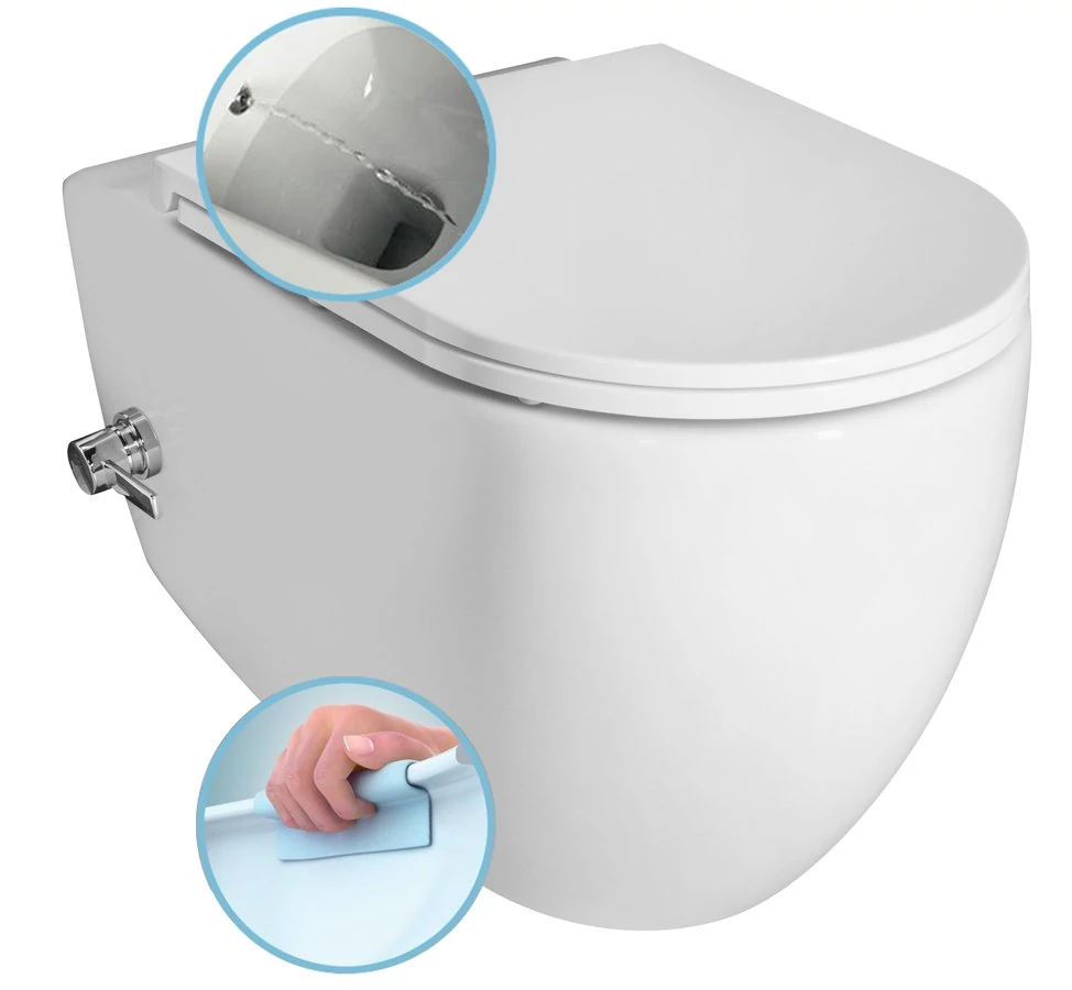 INFINITY fali WC bidé funkcióval, hidegvizes, Rimless, 36,5x53 cm