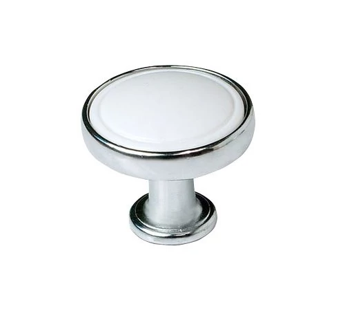 fém fogantyú, átm:30mm, króm/fehér