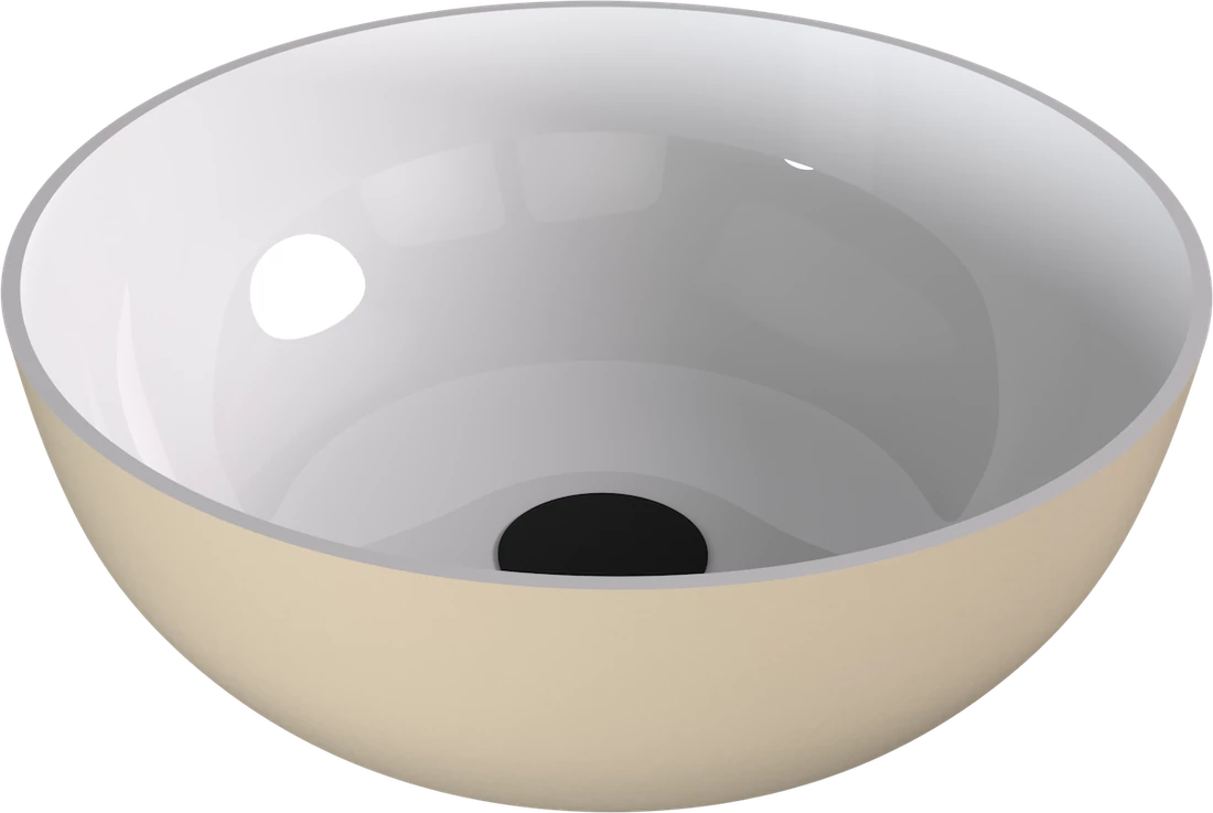 BANERA ROUND öntöttmárvány mosdó, átm:39cm, fehér/matt bézs