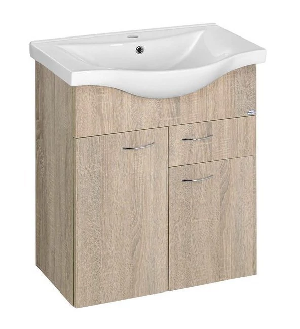 AQUALINE KERAMIA FRESH mosdótartó szekrény, 60,5x74x34cm, platina tölgy