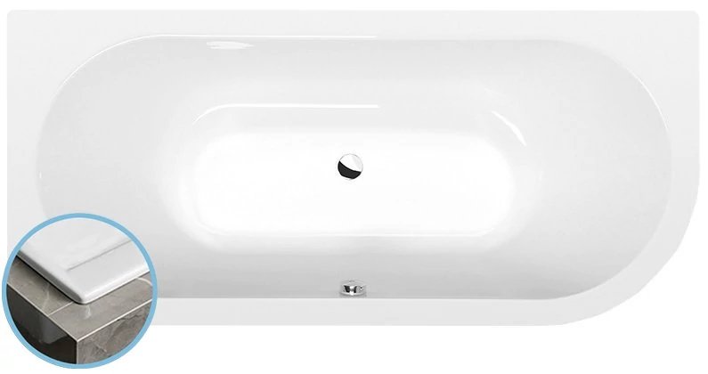 POLYSAN VIVA aszimmetrikus SLIM kád, balos, 175x80x47cm