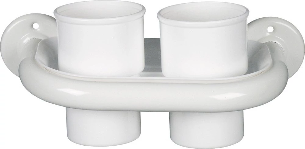 AQUALINE WHITE LINE dupla pohártartó, fehér
