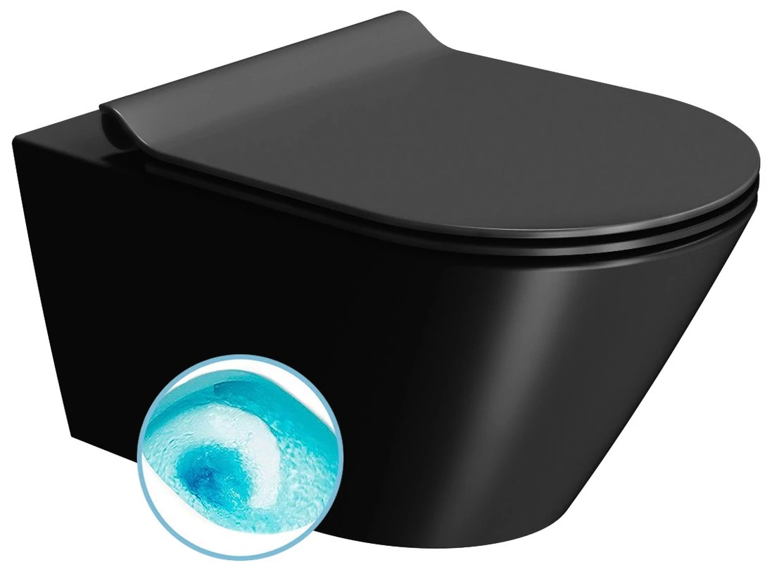 GSI KUBE X SWIRLFLUSH fali WC, 36x55cm, dual-matt fekete