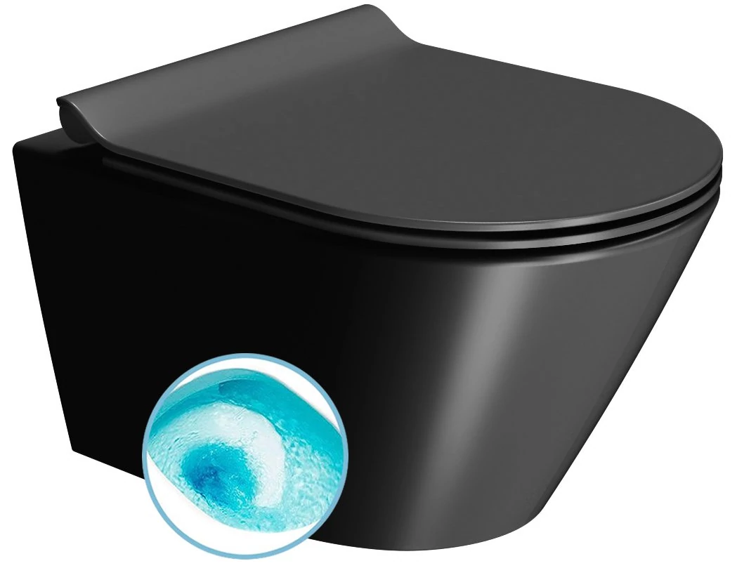 GSI KUBE X SWIRLFLUSH fali WC, 36x50cm, dual-matt fekete