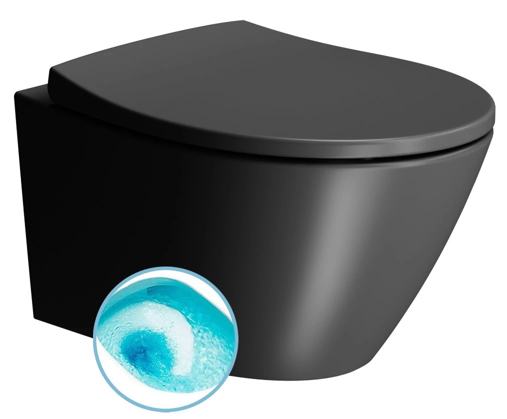 GSI MODO fali WC, Swirlflush, 37x52cm, matt fekete