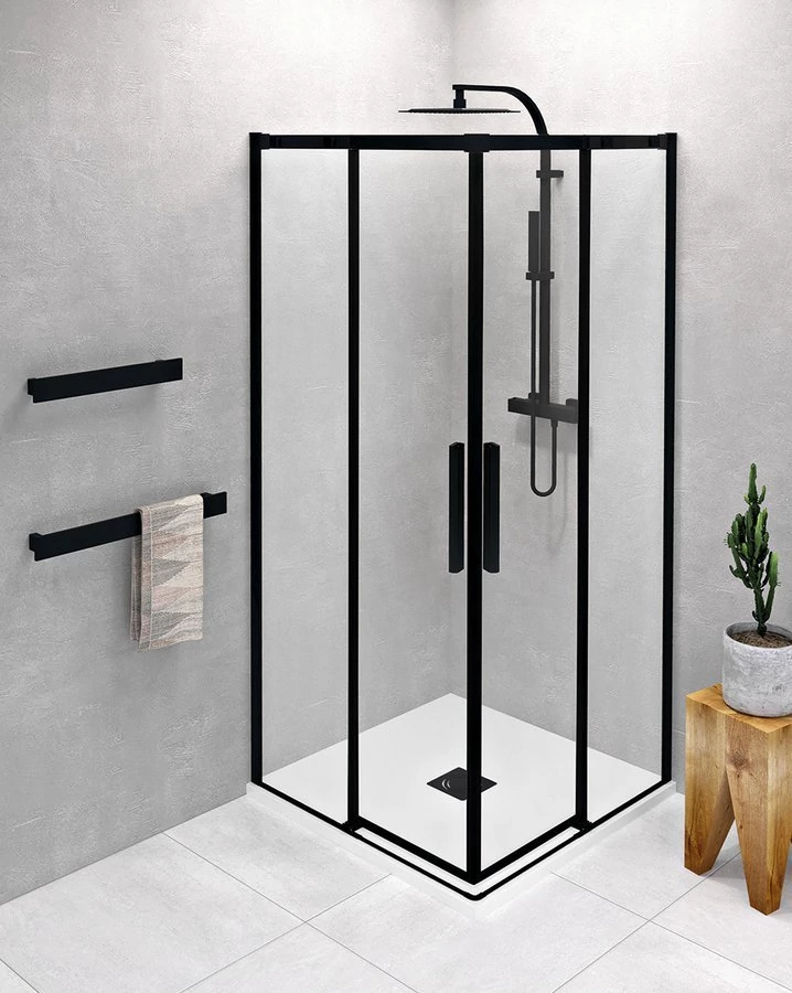 ALTIS LINE BLACK szögletes zuhanykabin, 1000x1000mm, sarokbelépős, transzparent üveg