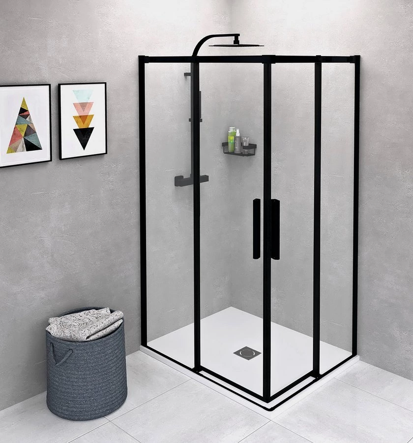 ALTIS LINE BLACK szögletes zuhanykabin, 900x800mm, jobbos/balos, sarokbelépős