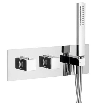 DIMY falba süllyesztett termosztátos zuhanycsaptelep, 2-irányú váltóval, zuhanyszettel, króm