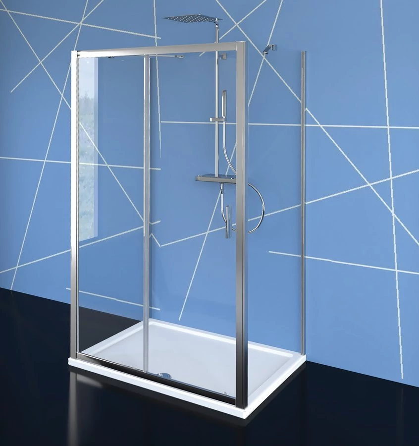 POLYSAN EASY LINE zuhanyajtó 2 oldalfallal, 2 merevítővel, 1100x900mm, transzparent üveg