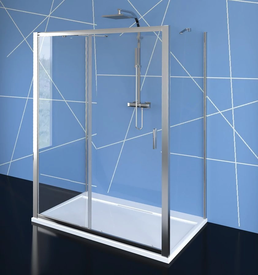 POLYSAN EASY LINE zuhanyajtó 2 oldalfallal, 2 merevítővel, 1300x700mm, transzparent üveg