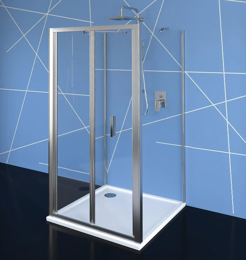 POLYSAN EASY LINE harmónikaajtó 2 oldalfallal, 2 merevítővel, 900x900mm, transzparent üveg