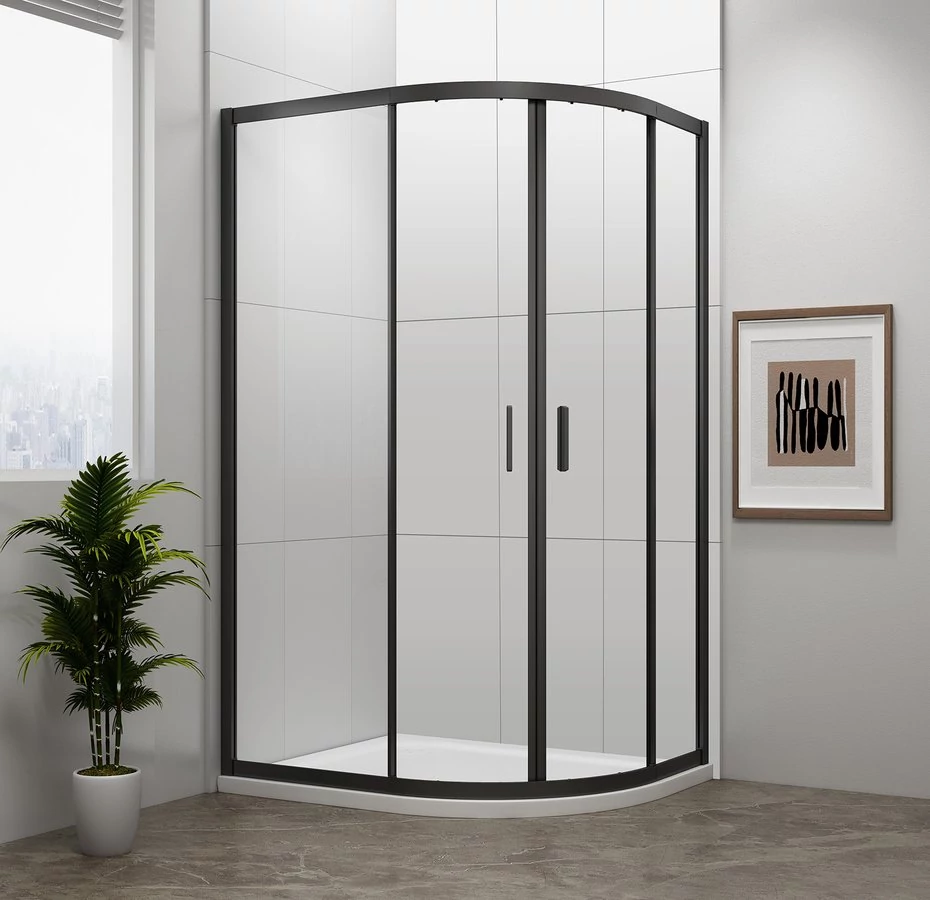 POLYSAN EASY LINE BLACK íves zuhanykabin, 1200x900mm, matt fekete profil/transzparent üveg