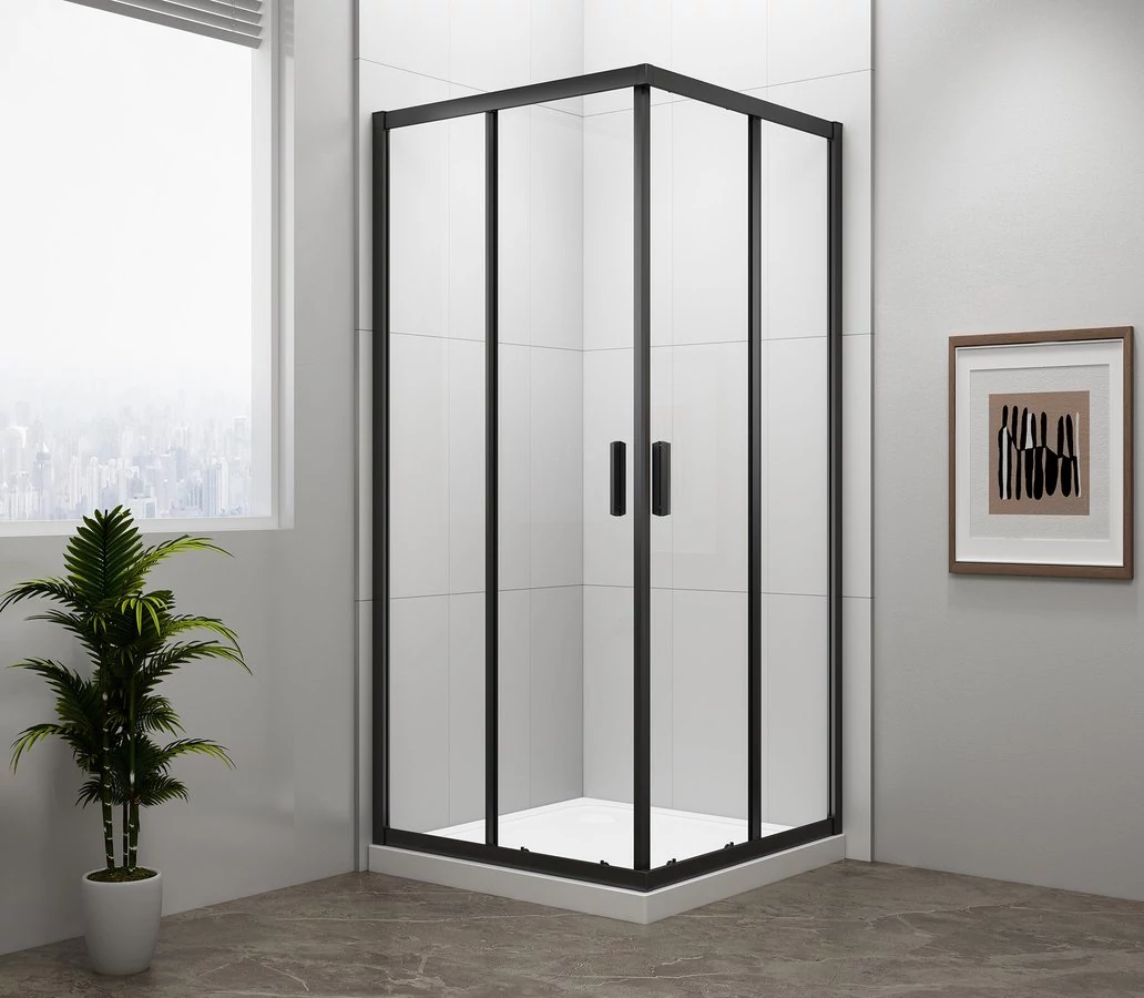 POLYSAN EASY LINE BLACK szögletes zuhanykabin, 900x900mm, matt fekete profil/transzparent üveg