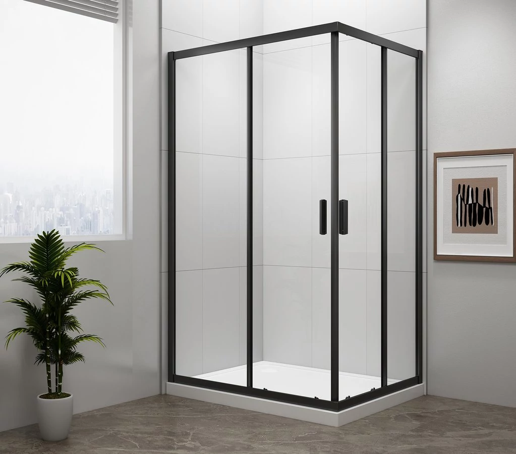 POLYSAN EASY LINE BLACK szögletes zuhanykabin, 900x800mm, matt fekete profil/transzparent üveg