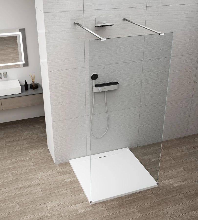 ESCA CHROME Walk-in zuhanyfal, szabadonálló, transzparent üveg, 1000mm