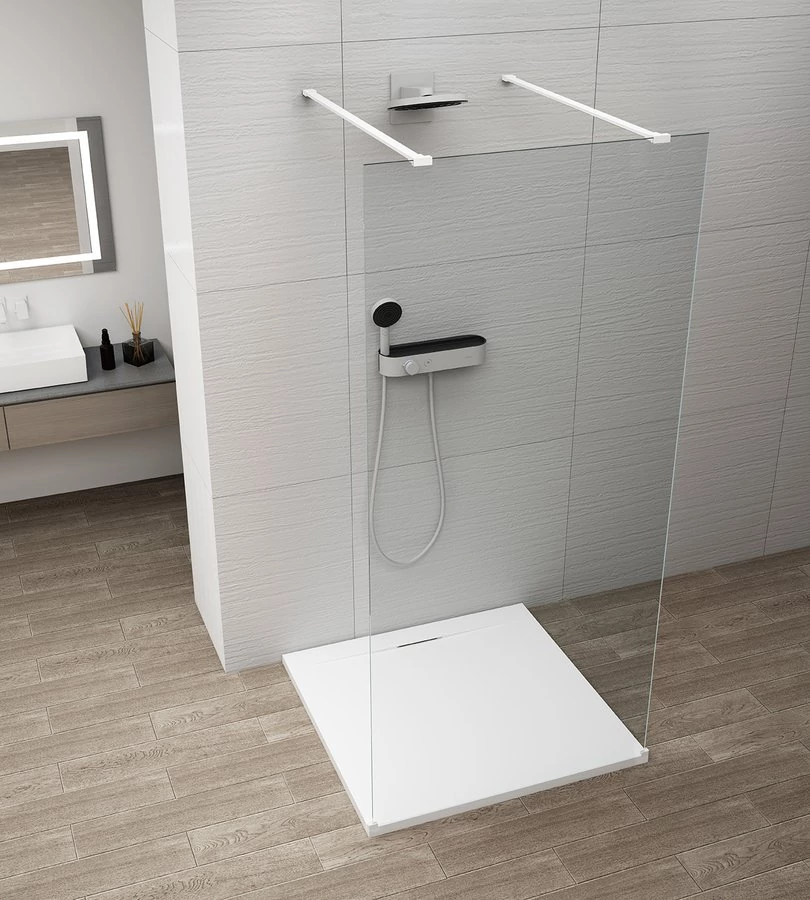 ESCA WHITE MATT Walk-in zuhanyfal, szabadonálló, transzparent üveg, 1100mm