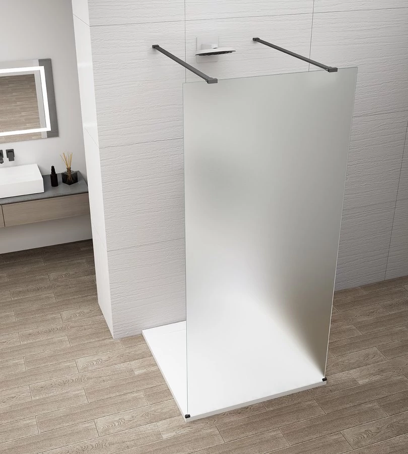 ESCA BLACK MATT Walk-in zuhanyfal, szabadonálló, matt üveg, 1500mm