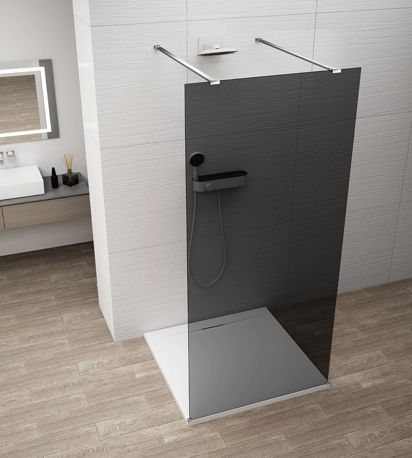 ESCA CHROME Walk-in zuhanyfal, szabadonálló, füst üveg, 1200mm