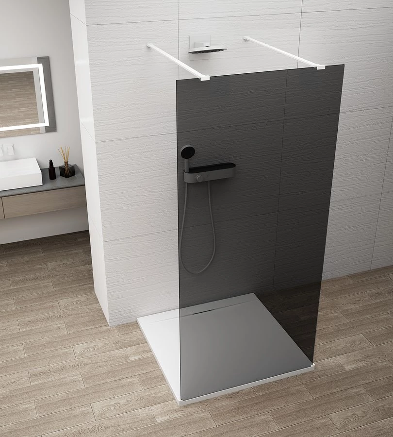 ESCA WHITE MATT Walk-in zuhanyfal, szabadonálló, füst üveg, 1200mm